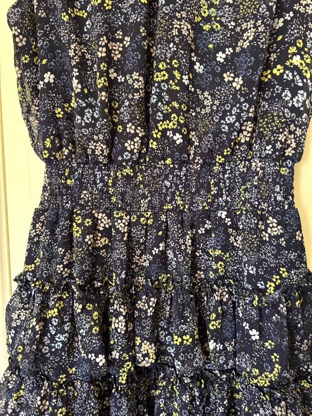 MSK Navy Floral Ruffle Tiered Sundress with Yellow Accents - Picture 3 of 10